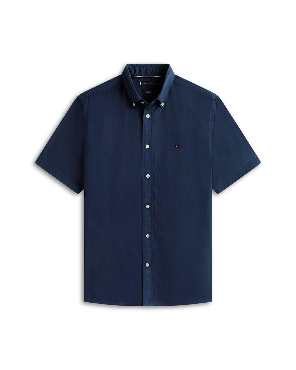 Tommy Hilfiger Blue Core Flex Poplin Solid Short Sleeve Shirt for men
