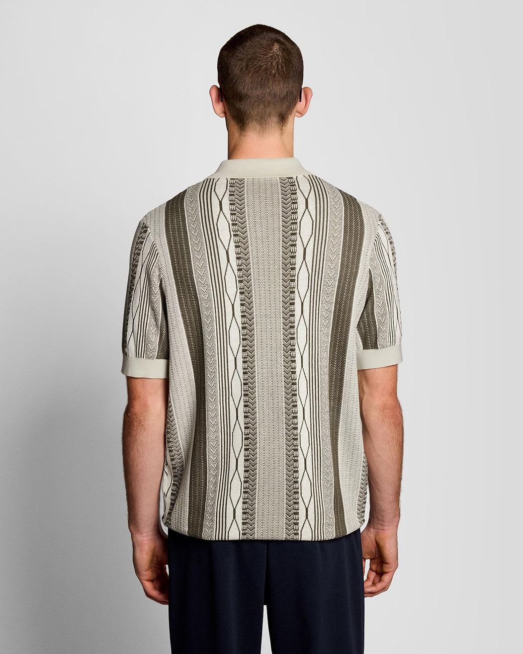 Lyle & Scott Natural Jacquard Knitted Polo Shirt for men