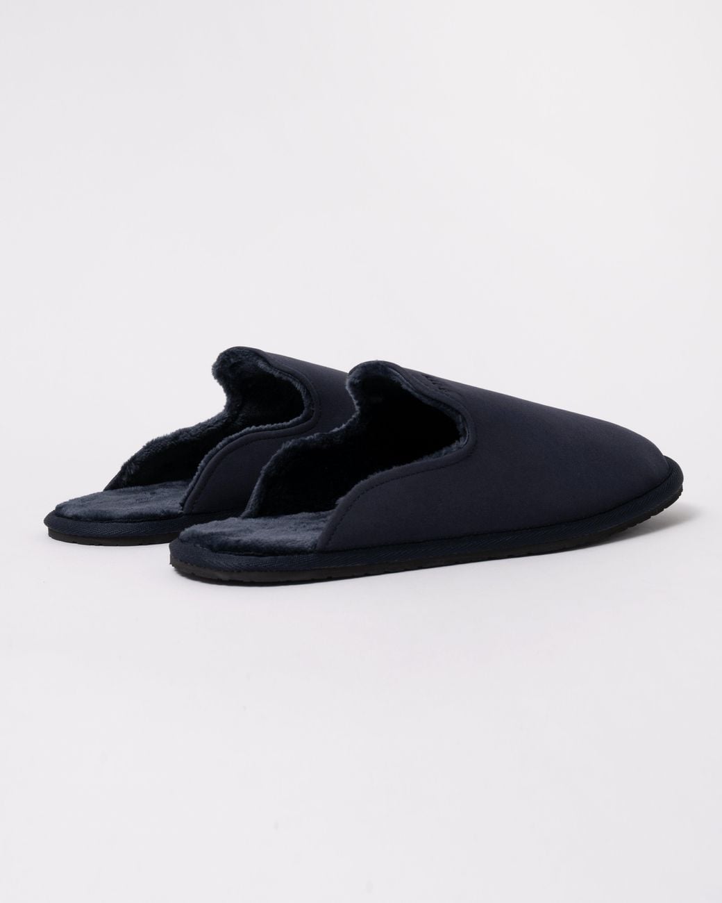 Boss Blue Shearling-Lined Slip-On Slippers With Logo Detail for men