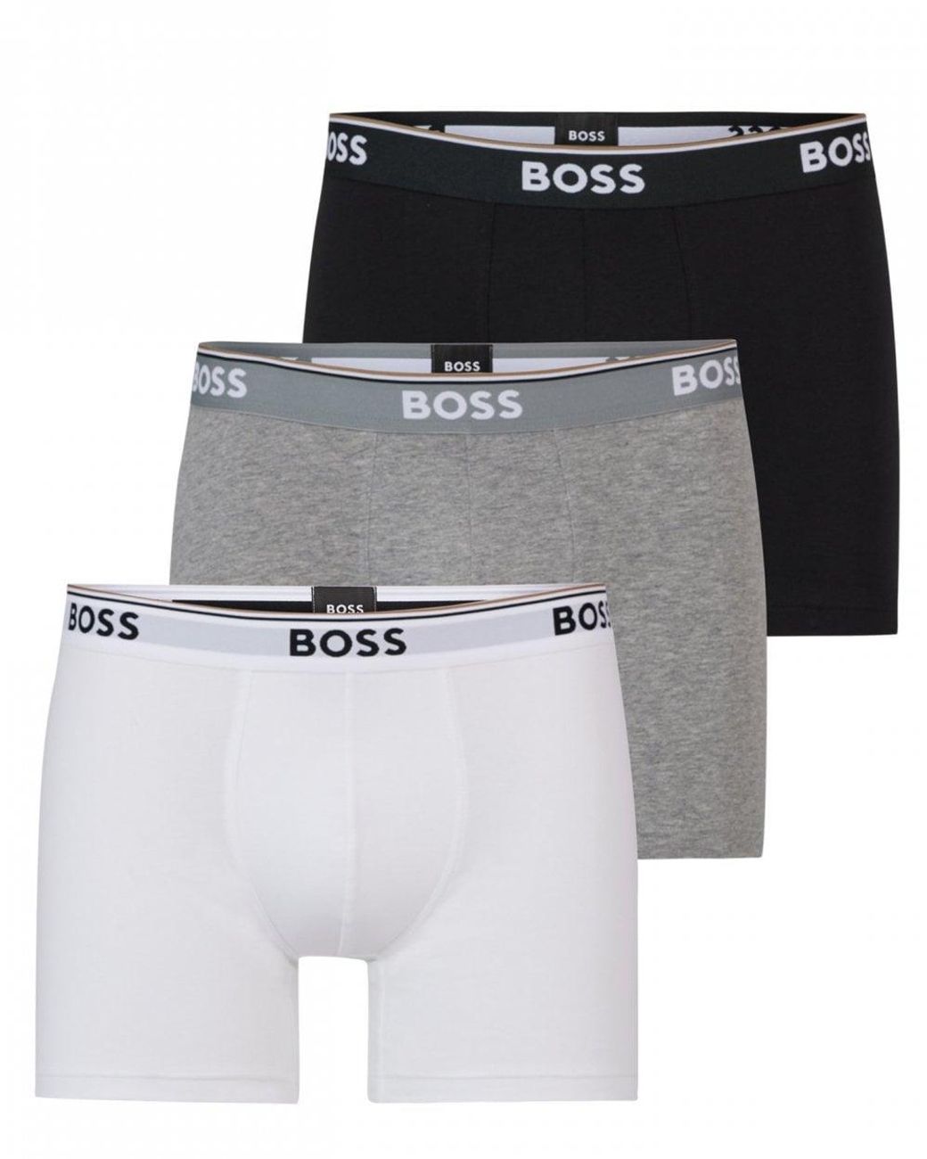 Boss Black Power Three Pack Stretch Cotton Boxer Briefs With Logos Nos for men