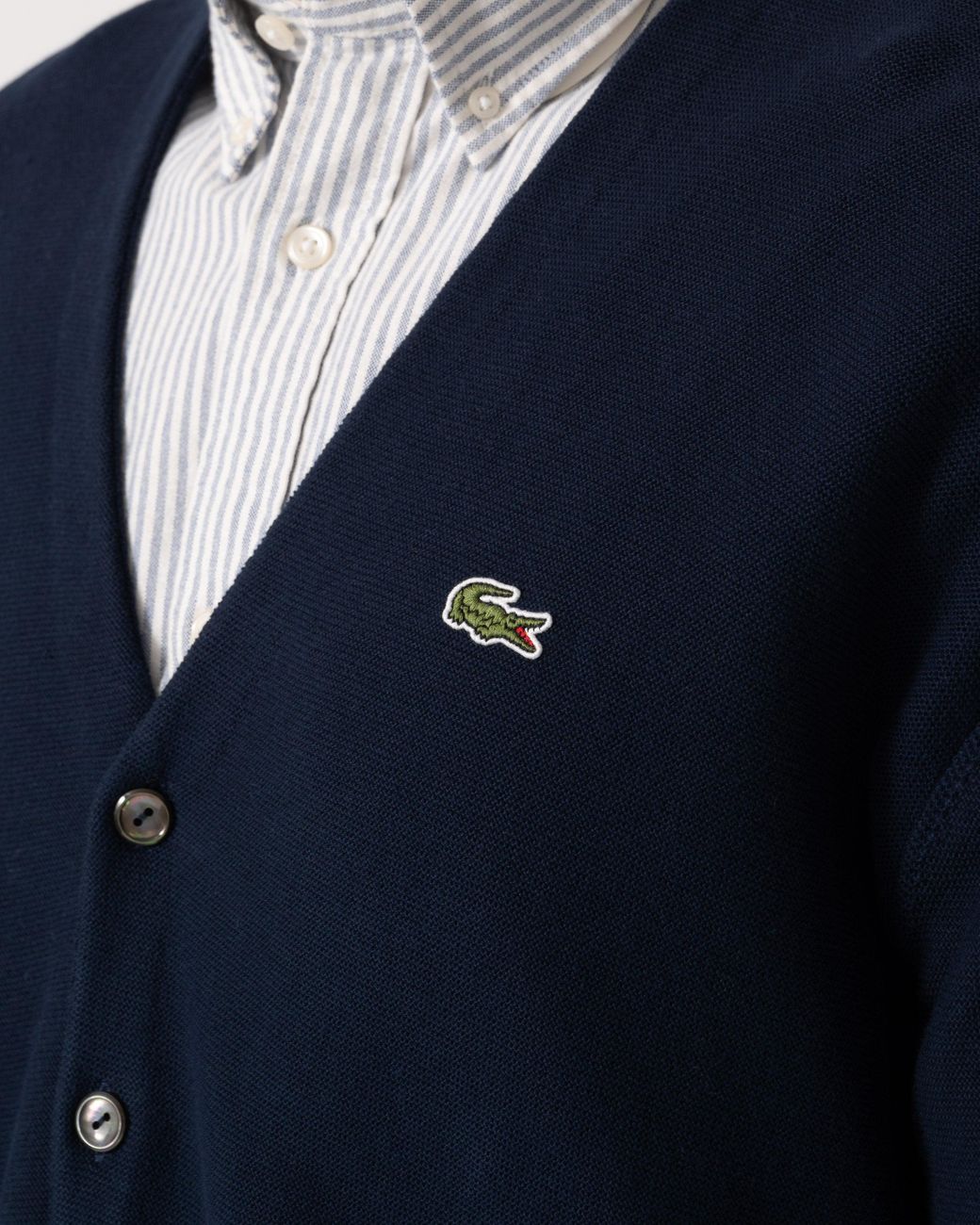 Lacoste Blue V-Neck Cotton Knit Cardigan for men