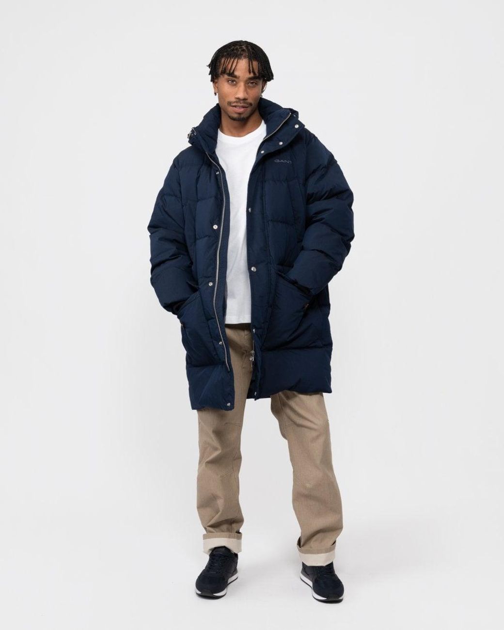 GANT Long Alta Hooded Down Jacket in Blue for Men Lyst