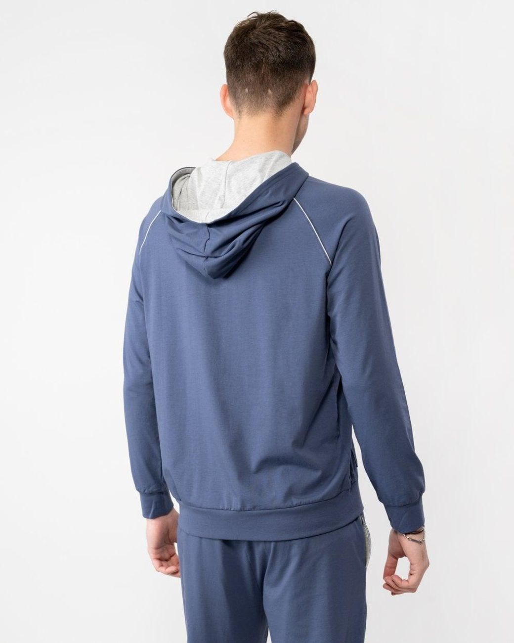 BOSS Boss Mix Match Full Zip Loungewear Hoodie in Blue for Men Lyst UK