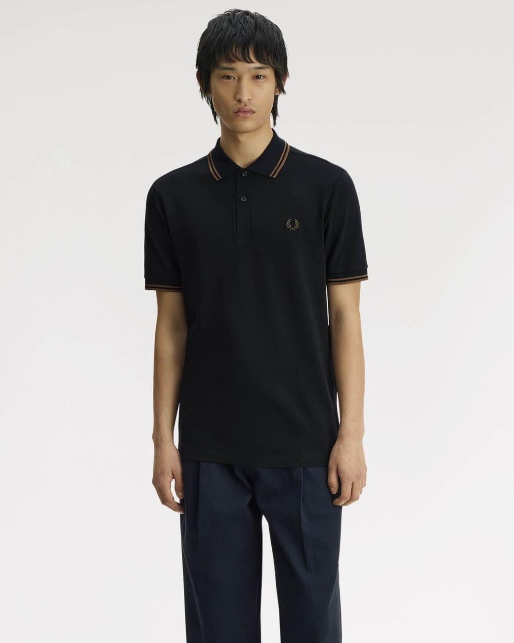 Fred Perry Black Twin Tipped Signature Polo Shirt for men