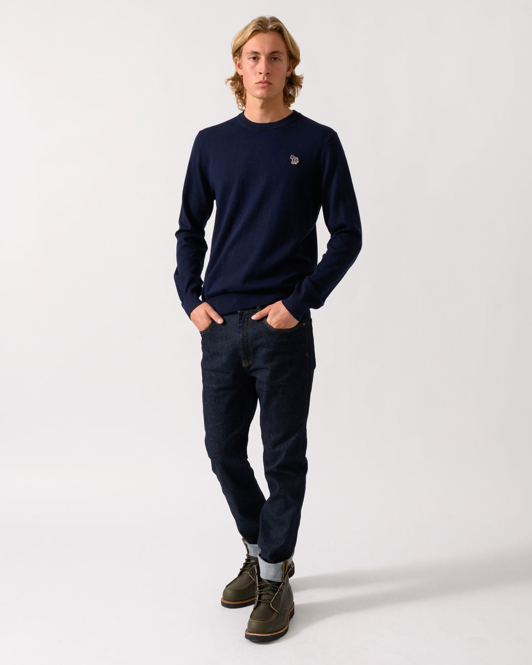 Paul Smith Blue Ps Crew Neck Zebra Badge Sweater for men