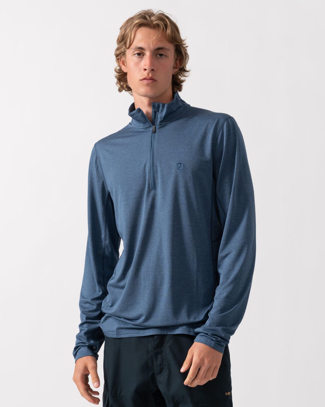 Fjallraven Blue Abisko Day Hike Half Zip Long Sleeve Top for men