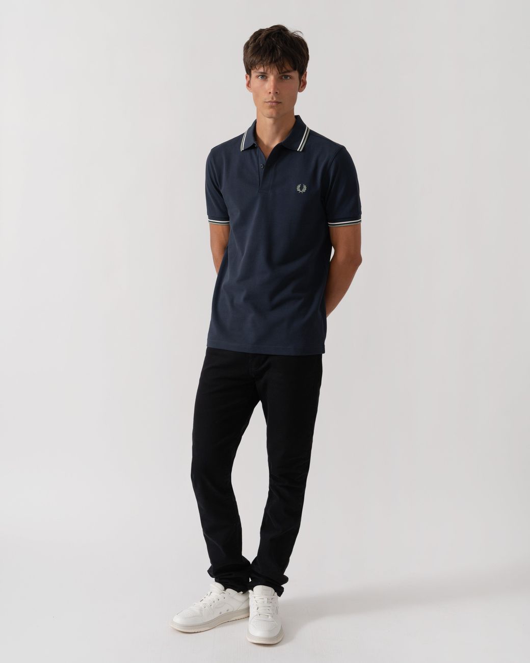 Fred Perry Blue Twin Tipped Signature Polo Shirt for men
