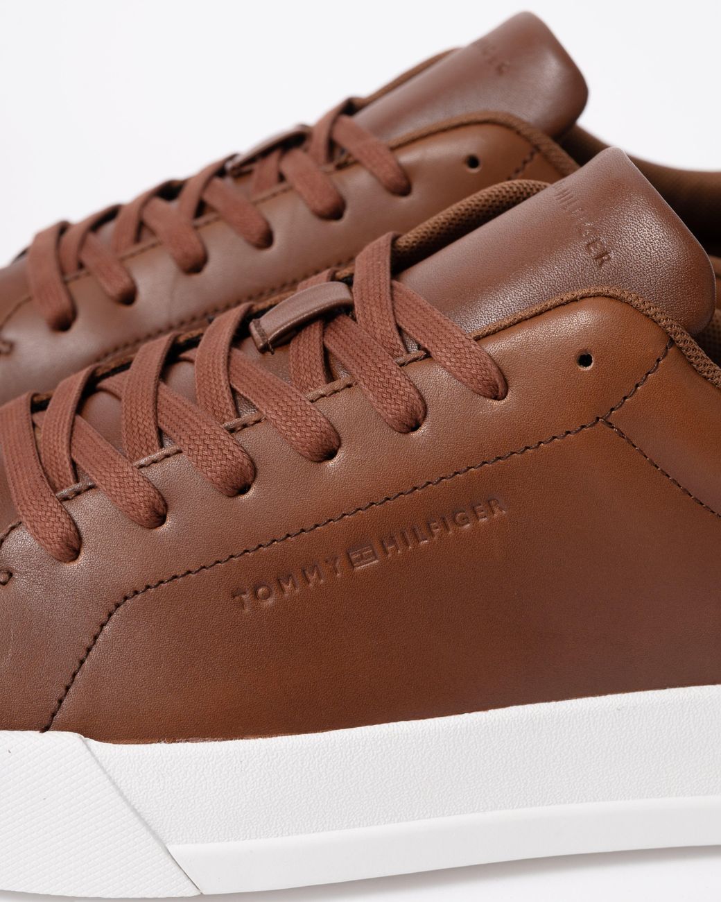 Tommy Hilfiger Brown Th Core Leather Court Trainers for men