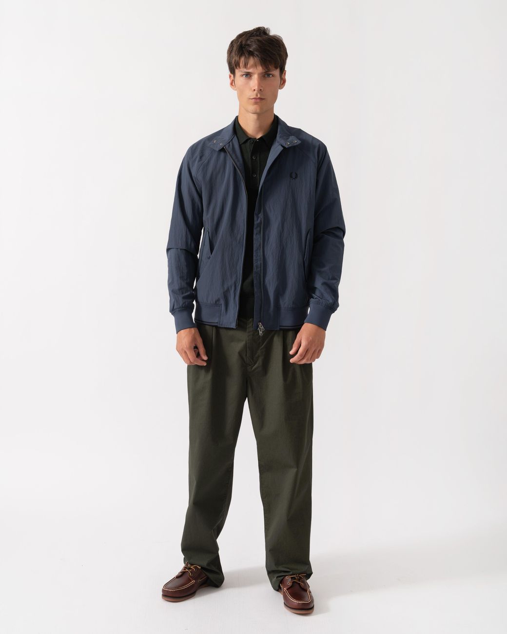 Fred Perry Blue Crinkle Nylon Harrington Jacket for men