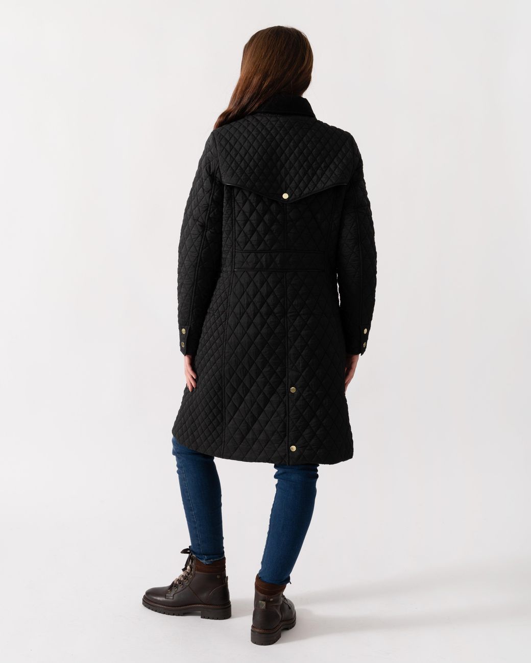 Joules Blue Rosewell Long Diamond Quilt Jacket