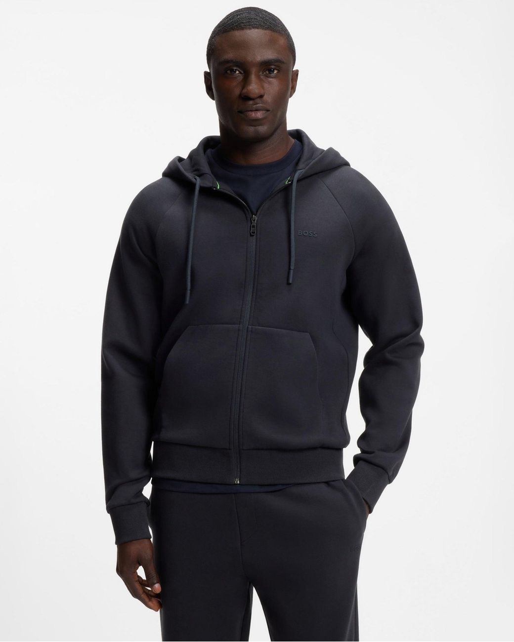 Boss Blue Saggy Zip Hoodie for men