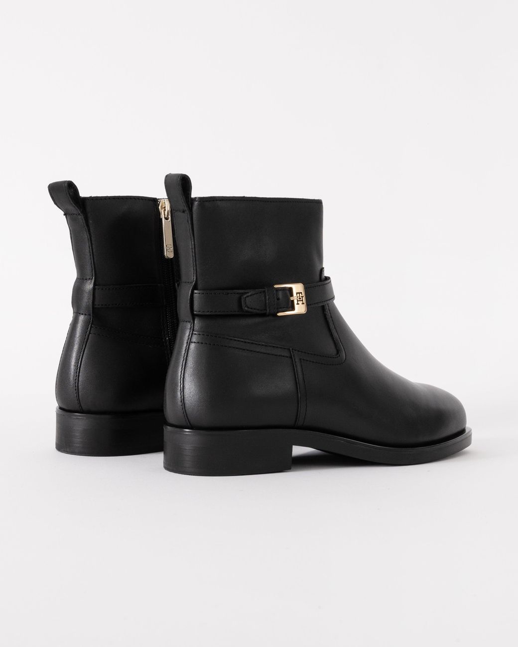 Tommy Hilfiger Black Th Buckle Riding Leather Booties