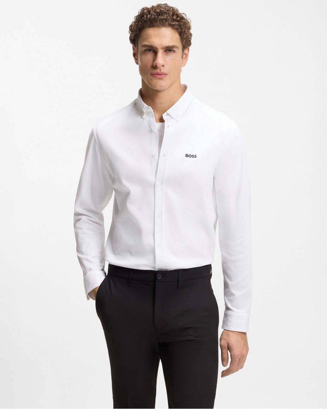 Boss White St Motion Long Sleeve Shirt for men