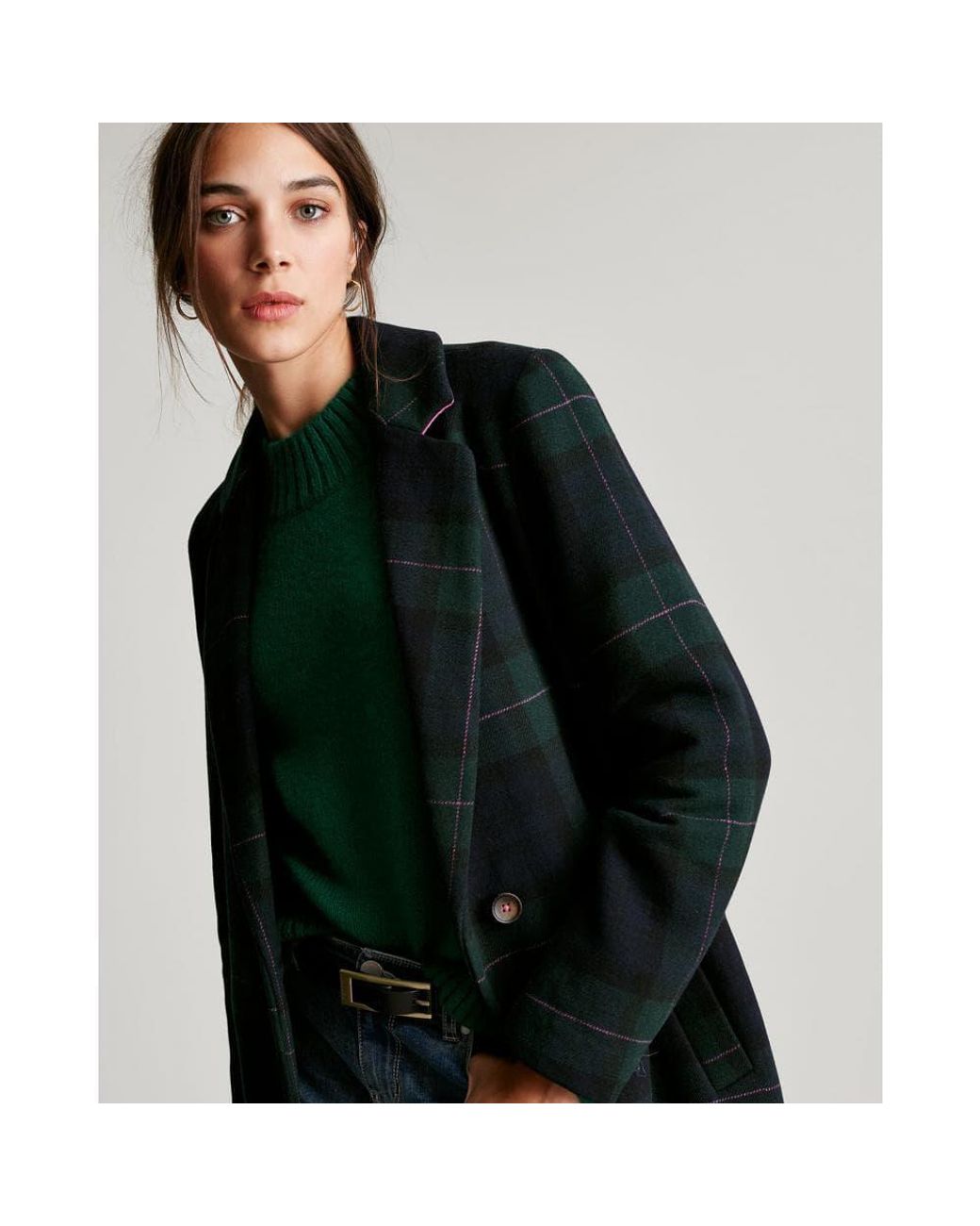 Green check deals coat womens