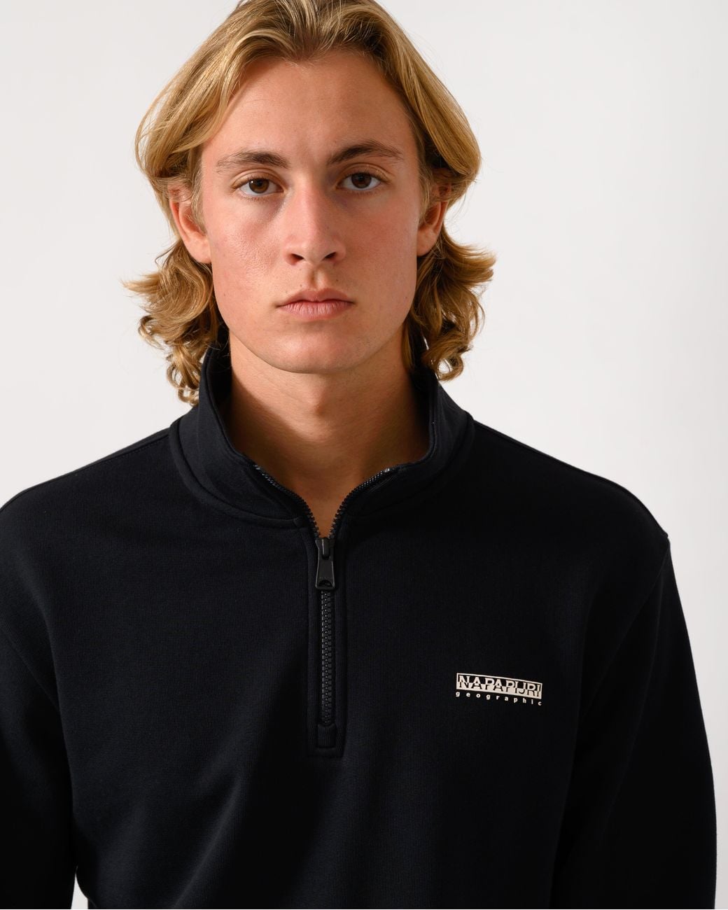 Napapijri Blue Small Box Half Zip Sweatshirt for men