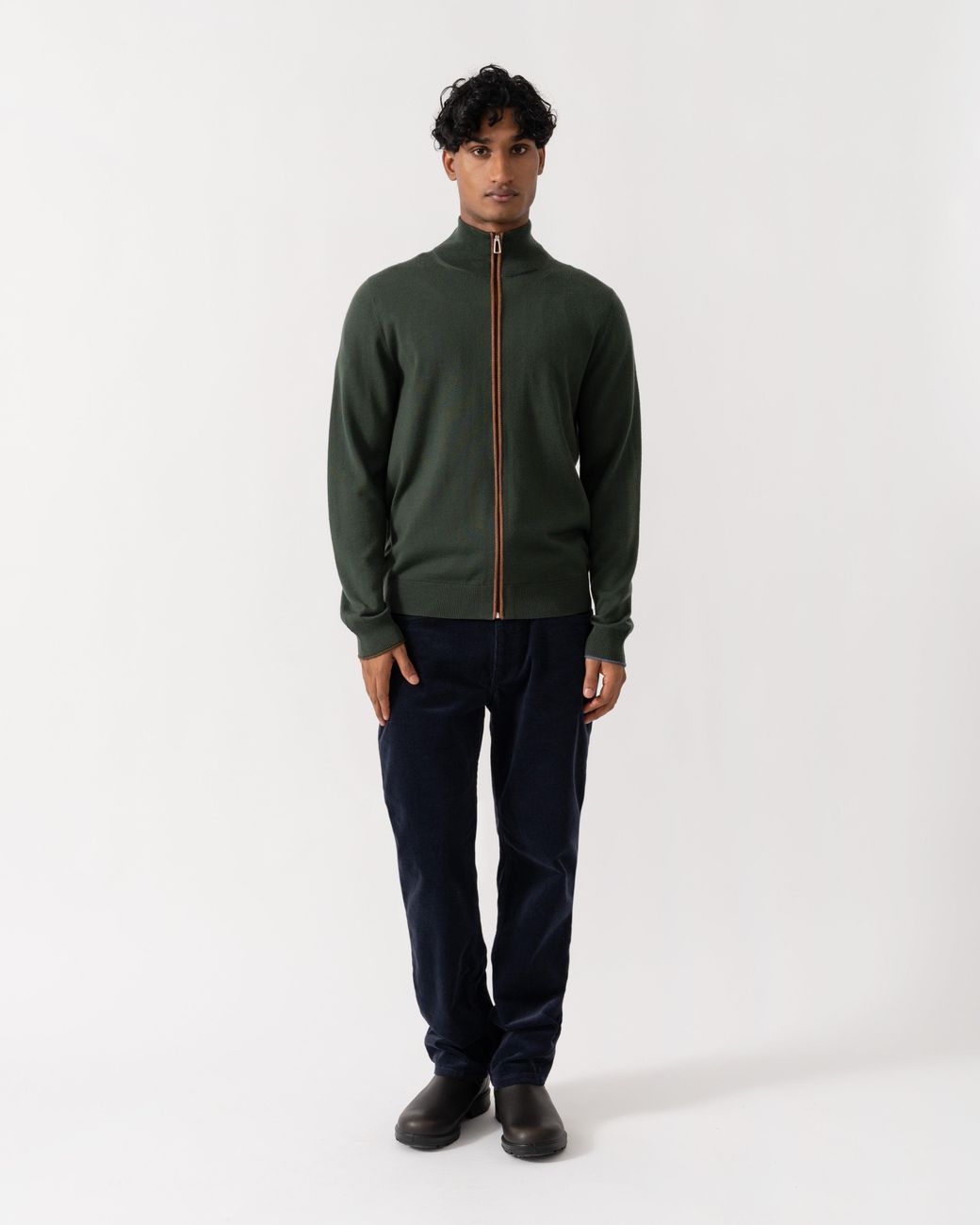 Paul Smith Green Ps Full Zip Funnel Neck Sweater for men