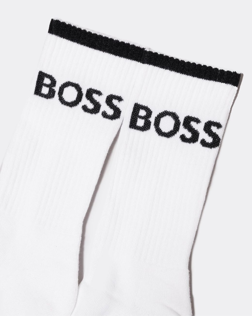 Boss White 6 Pack Stripe Combed Cotton Quarter Length Socks Nos for men
