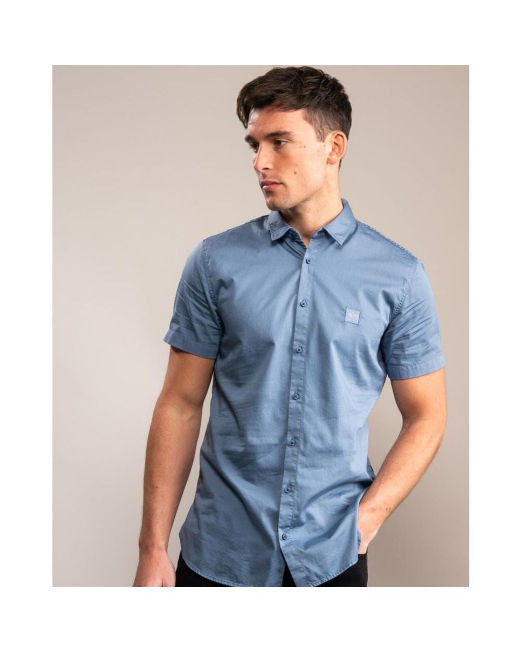 BOSS Magneton 1 Short Sleeved Shirt in Blue for Men Lyst UK