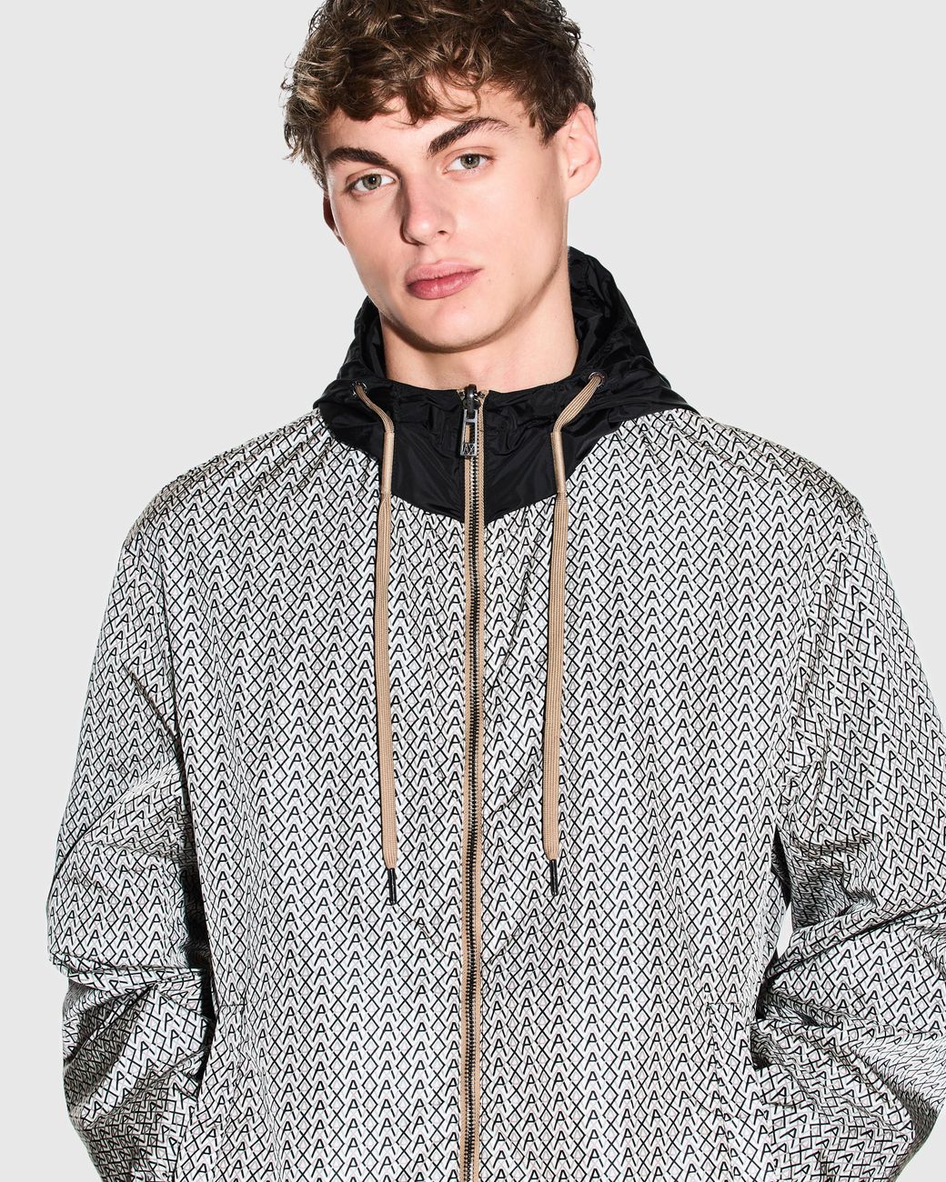 ARMANI EXCHANGE Gray Ax Pattern Reversible Jacket for men