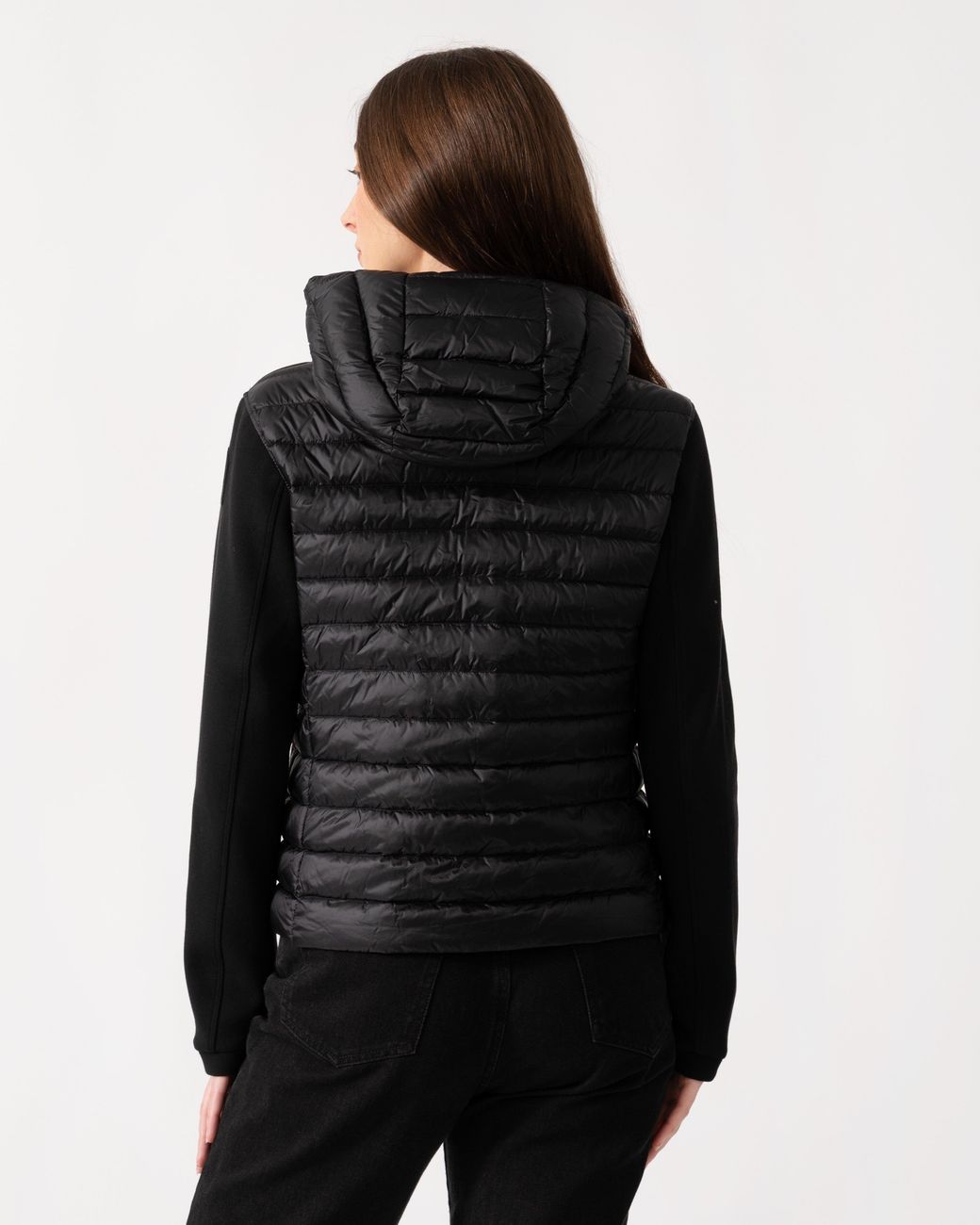 Parajumpers Black Susanna Fleece/Nylon Hooded Jacket