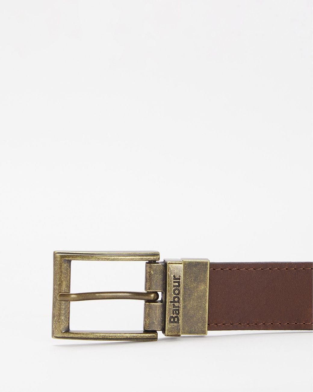 Barbour Brown Reversible Tartan Leather Belt Size: L for men