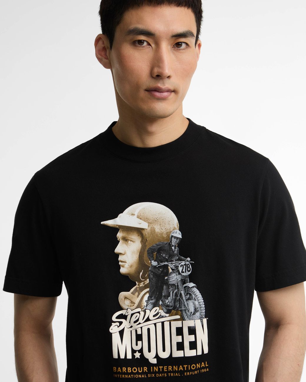 Barbour Black Steve Mcqueen Rainey Graphic T-Shirt for men