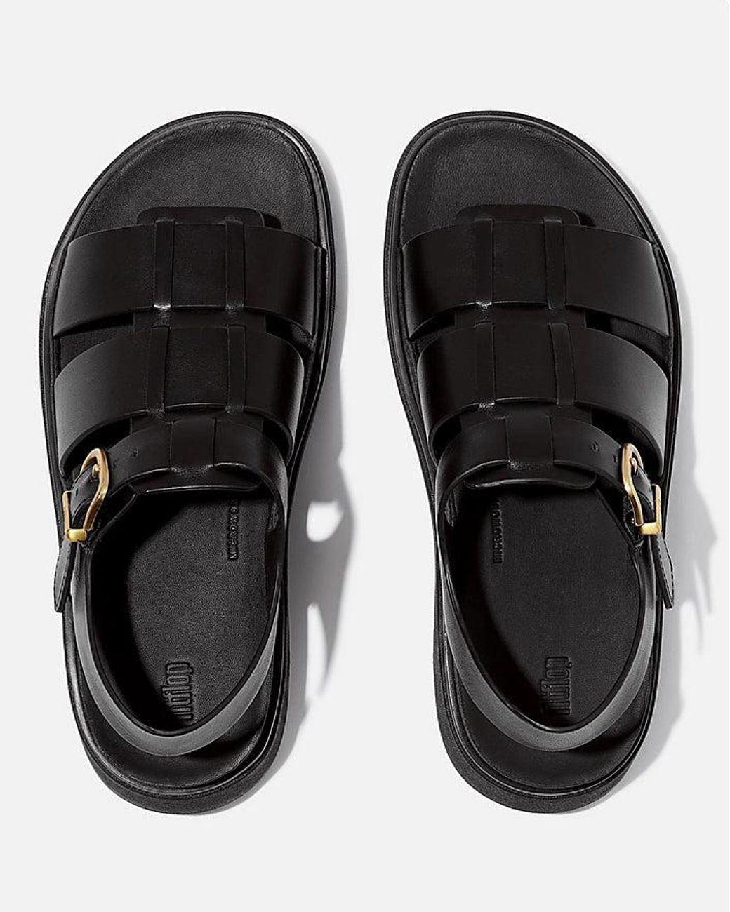 Fitflop Black Gen-Ff Leather Fisherman Sandals