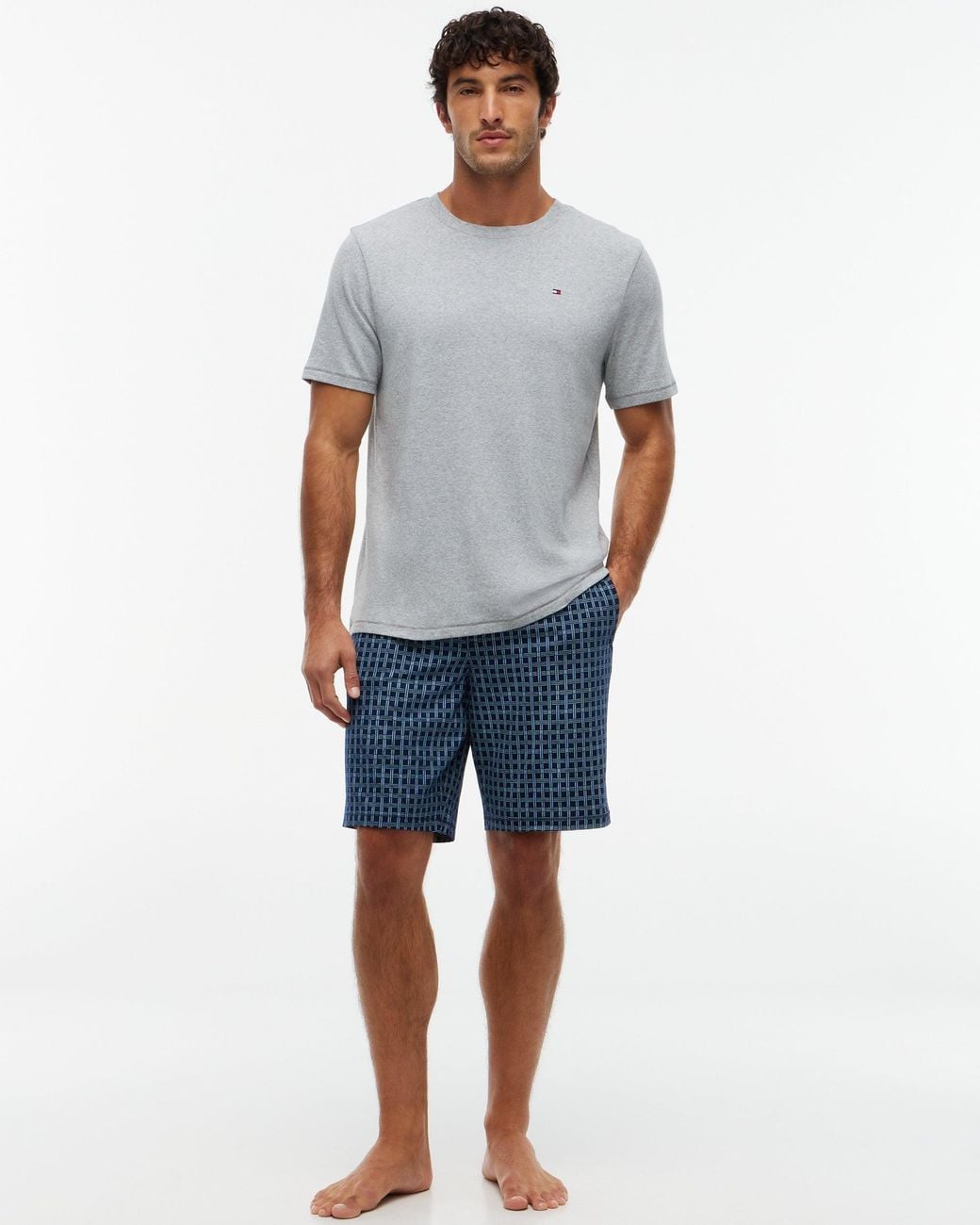 Tommy Hilfiger Blue Short Jersey Print Pyjama Set for men