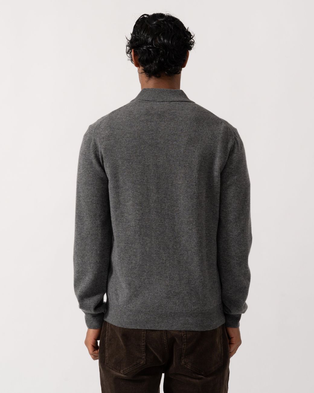 Gant Gray Superfine Lambswool Long Sleeve Polo for men