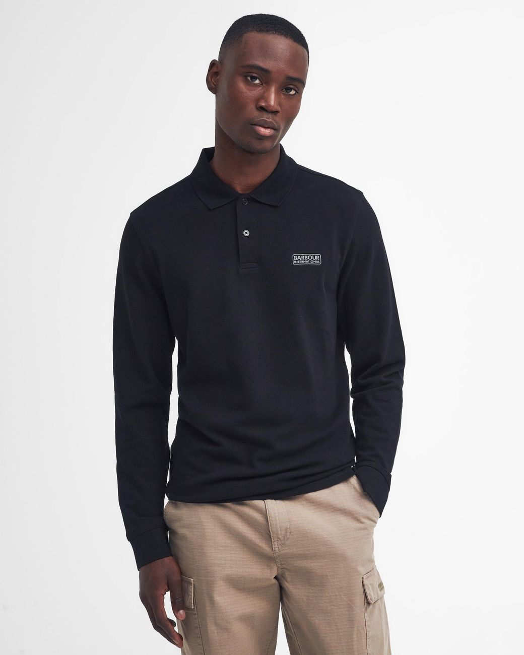 Barbour Blue Essential Long Sleeve Polo for men