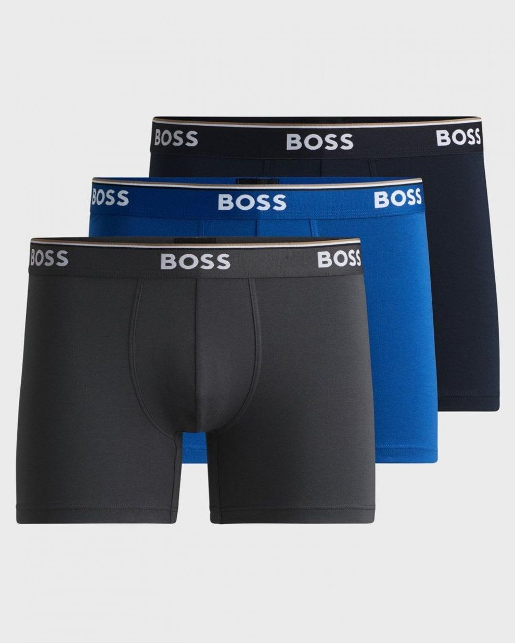 Boss Blue Power Three Pack Stretch Cotton Boxer Briefs With Logos Nos Size: L for men