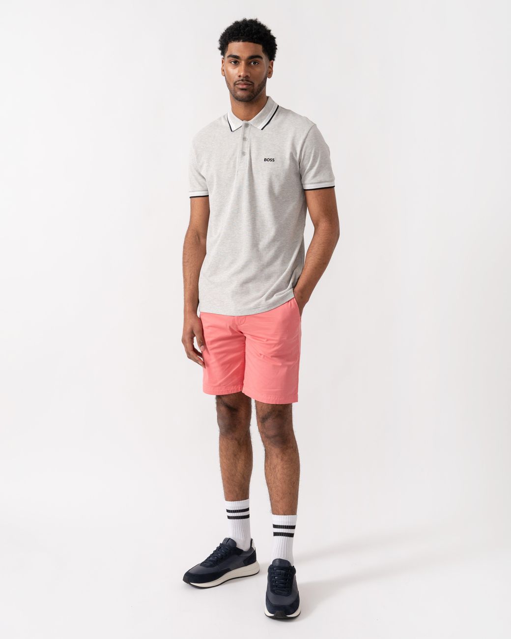 Boss White Paddy Cotton-Piqué Polo Shirt With Contrast Logo for men