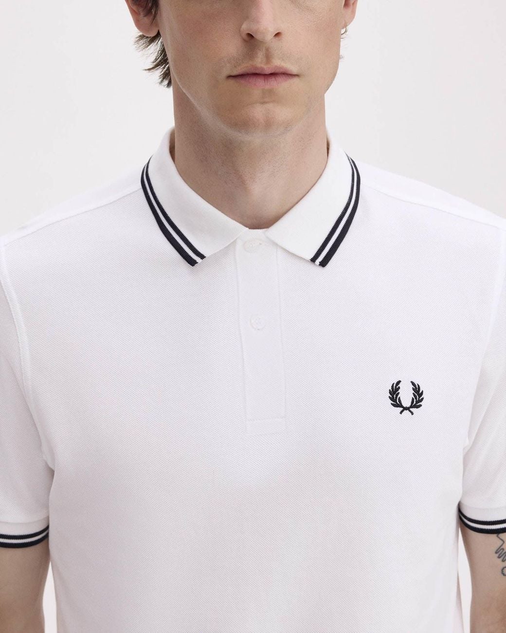 Fred Perry White Twin Tipped Signature Polo Shirt for men