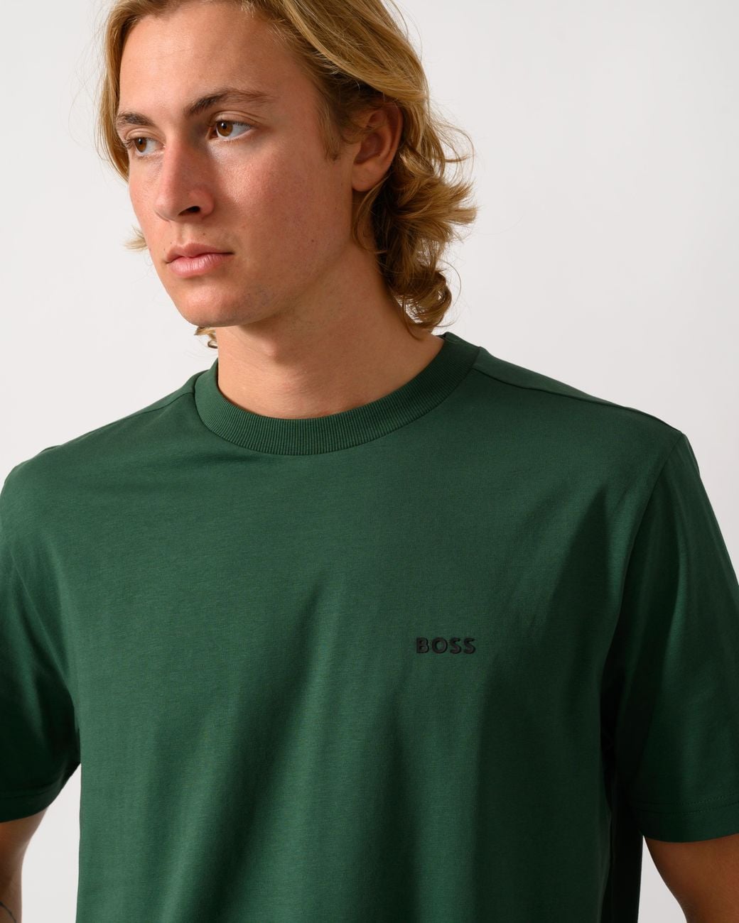 Boss Green Tee Stretch Cotton T-Shirt With Contrast Logo for men