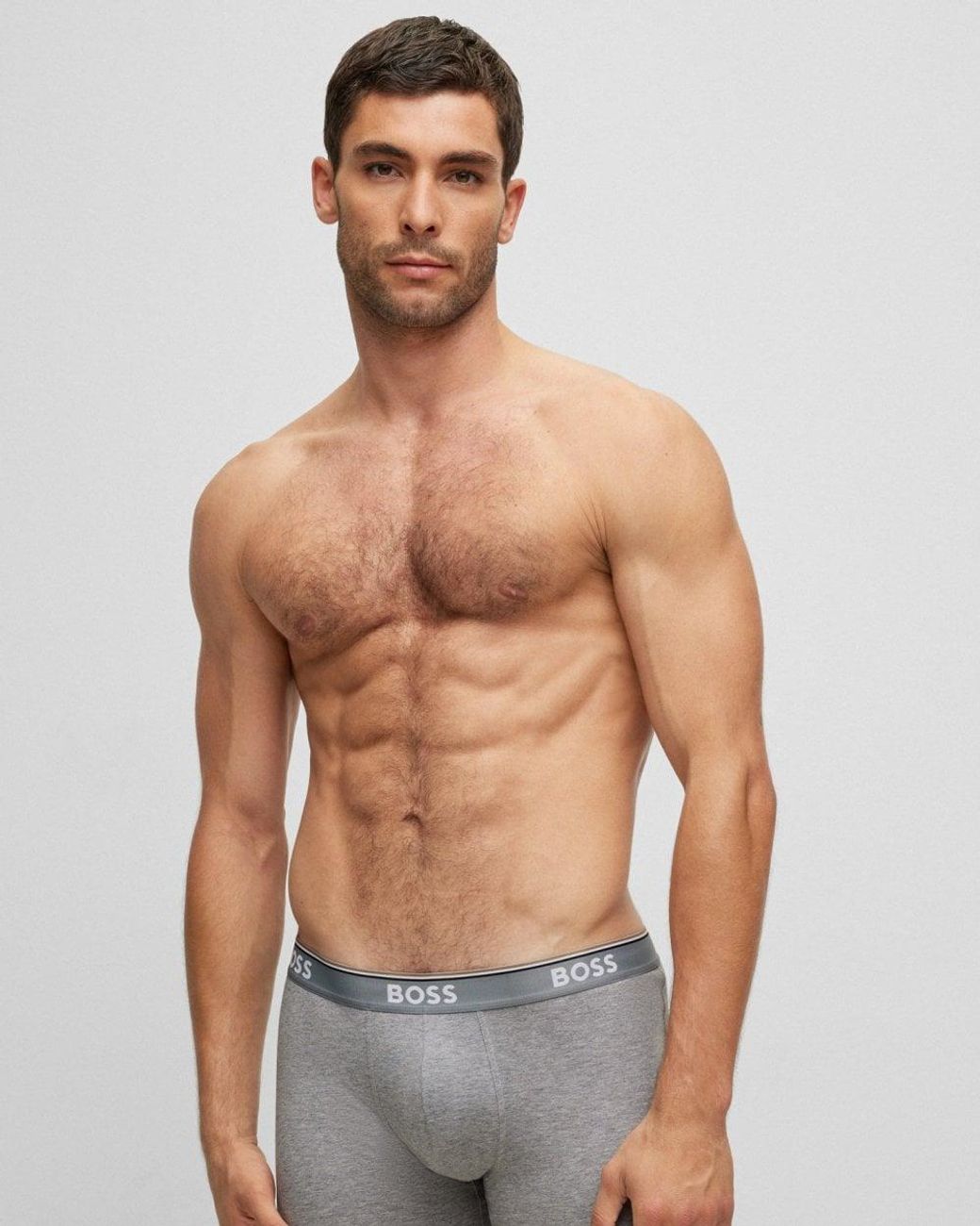 Boss Black Power Three Pack Stretch Cotton Boxer Briefs With Logos Nos for men