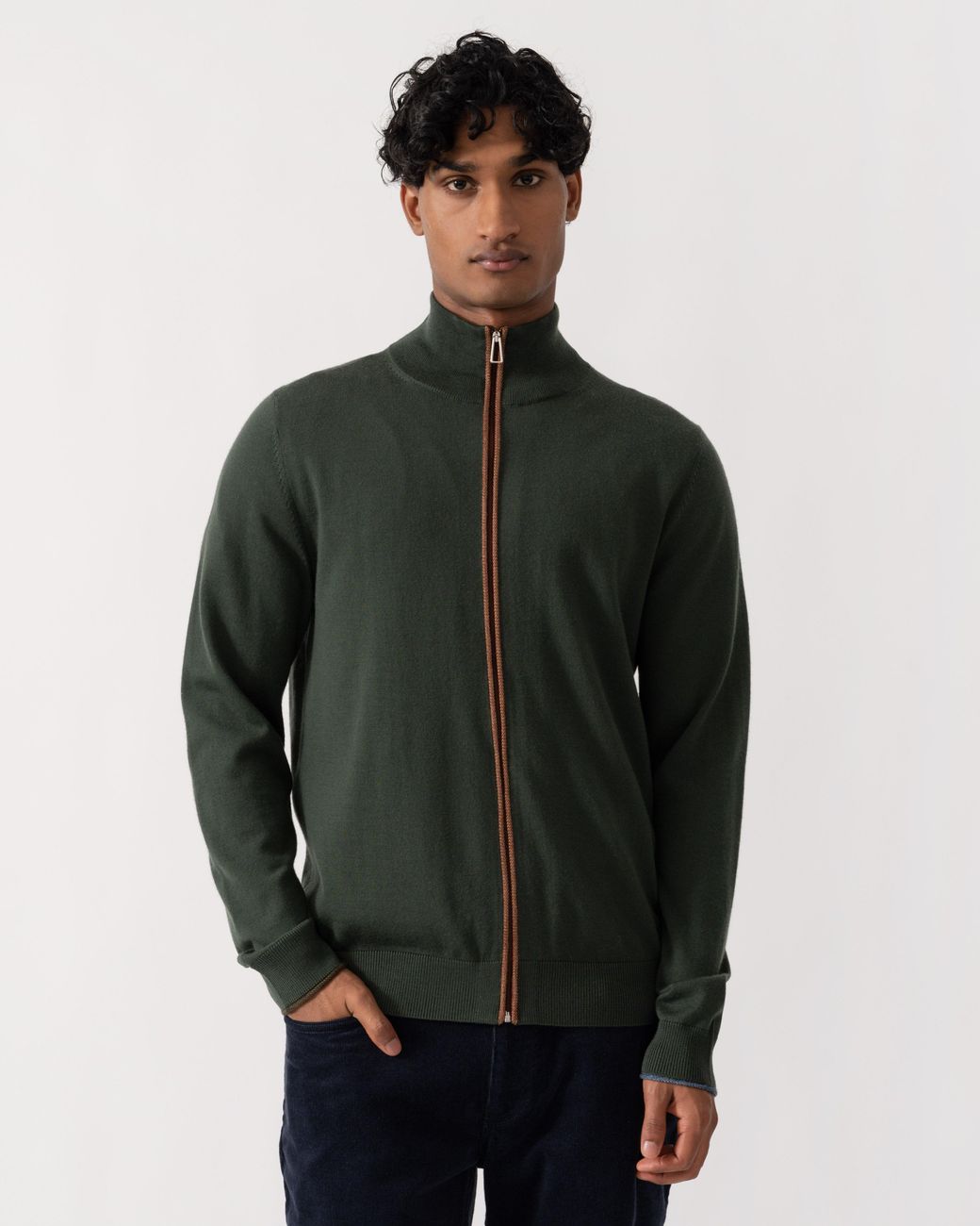 Paul Smith Green Ps Full Zip Funnel Neck Sweater for men