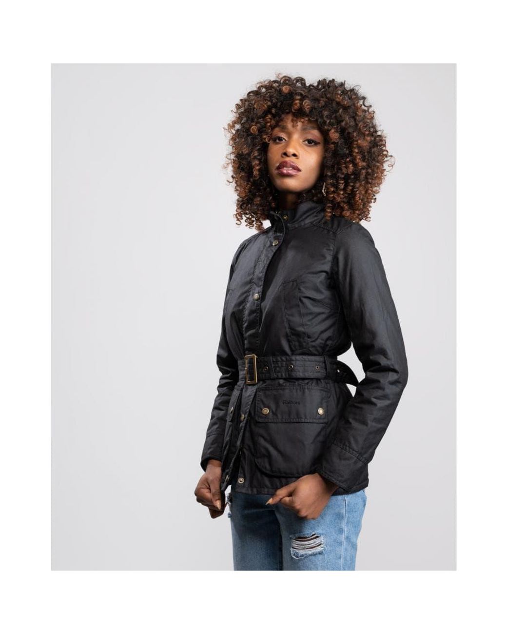barbour belted wax jacket