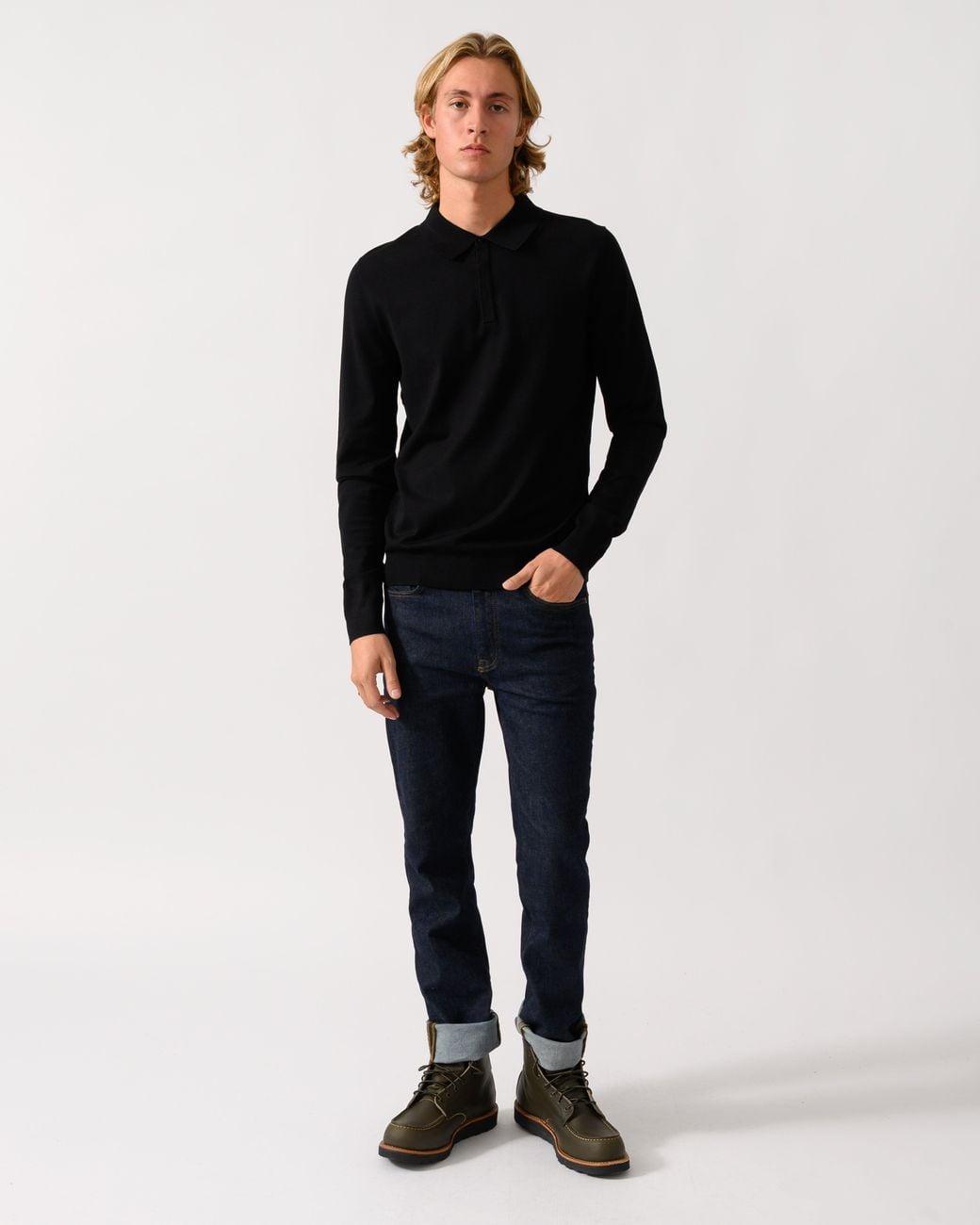 HUGO Black San Pippo Slim-Fit Knit Polo With Rear Logo for men