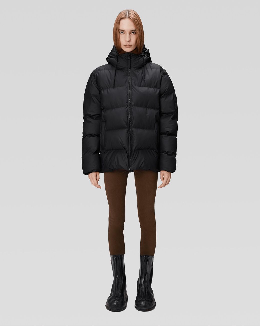 Rains Black Alta Puffer Jacket