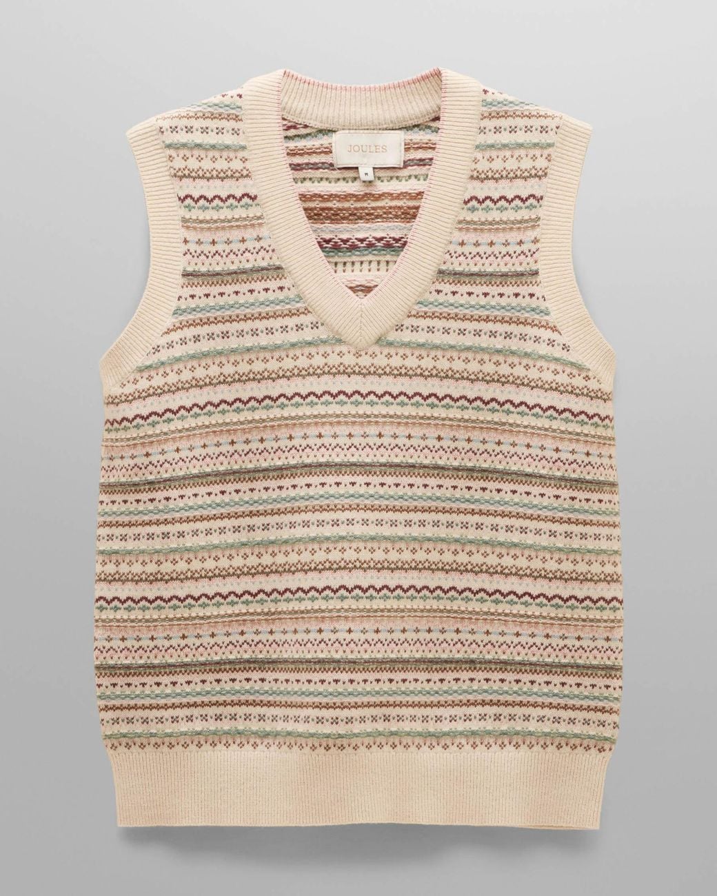 Joules Natural Fairisle V-Neck Knit Tank Top