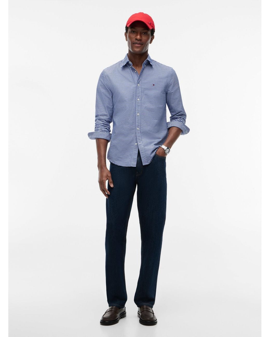 Tommy Hilfiger Blue Heritage Oxford Gingham Regular Fit Shirt for men