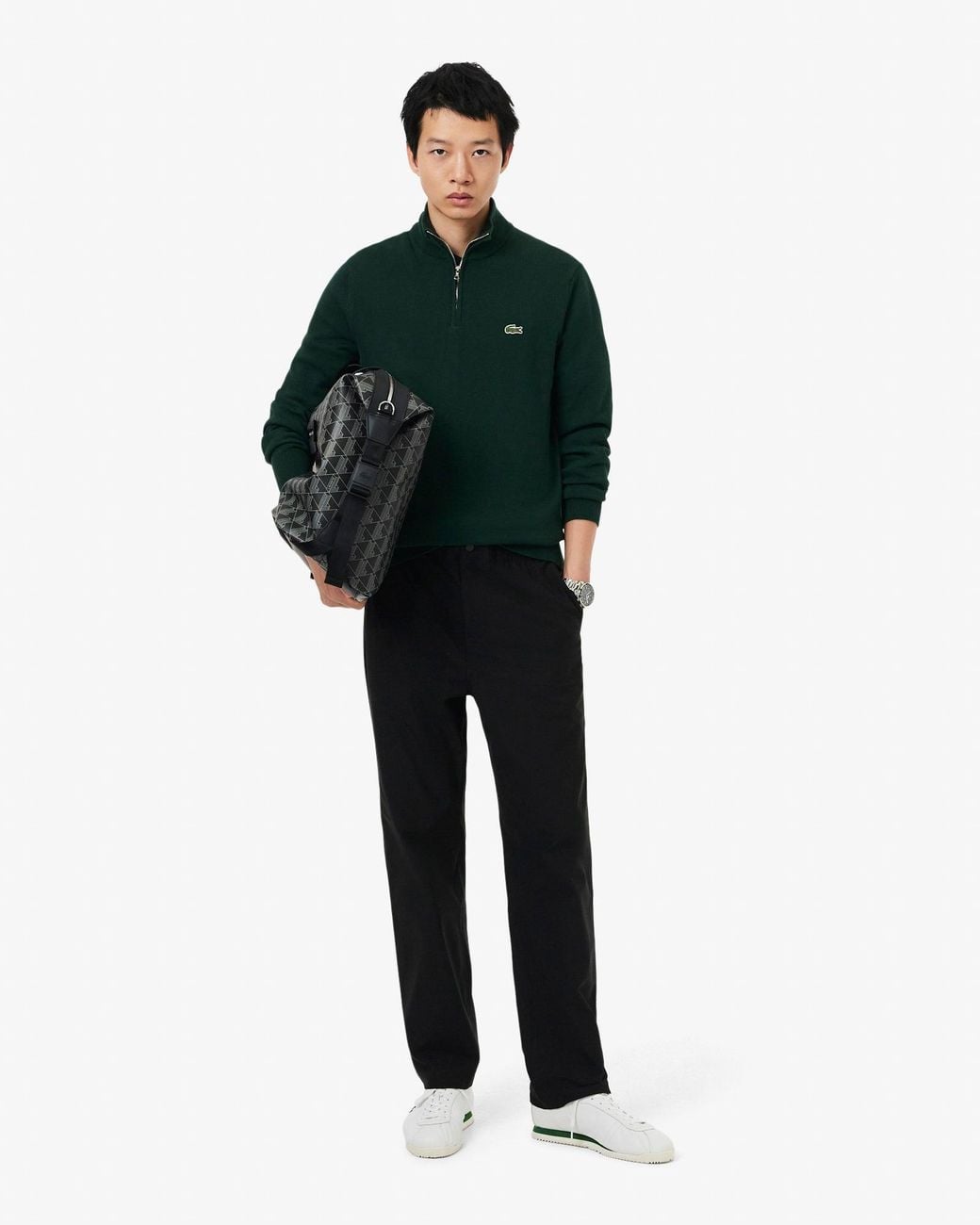 Lacoste Green Half Zip Logo Sweatshirt for men