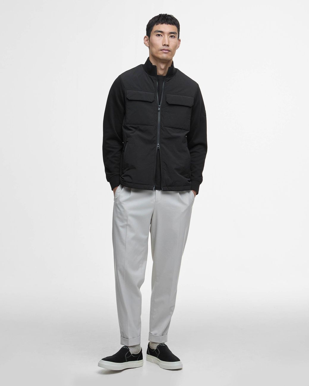 Barbour Black Ethan Funnel Neck Quilted Sweat for men