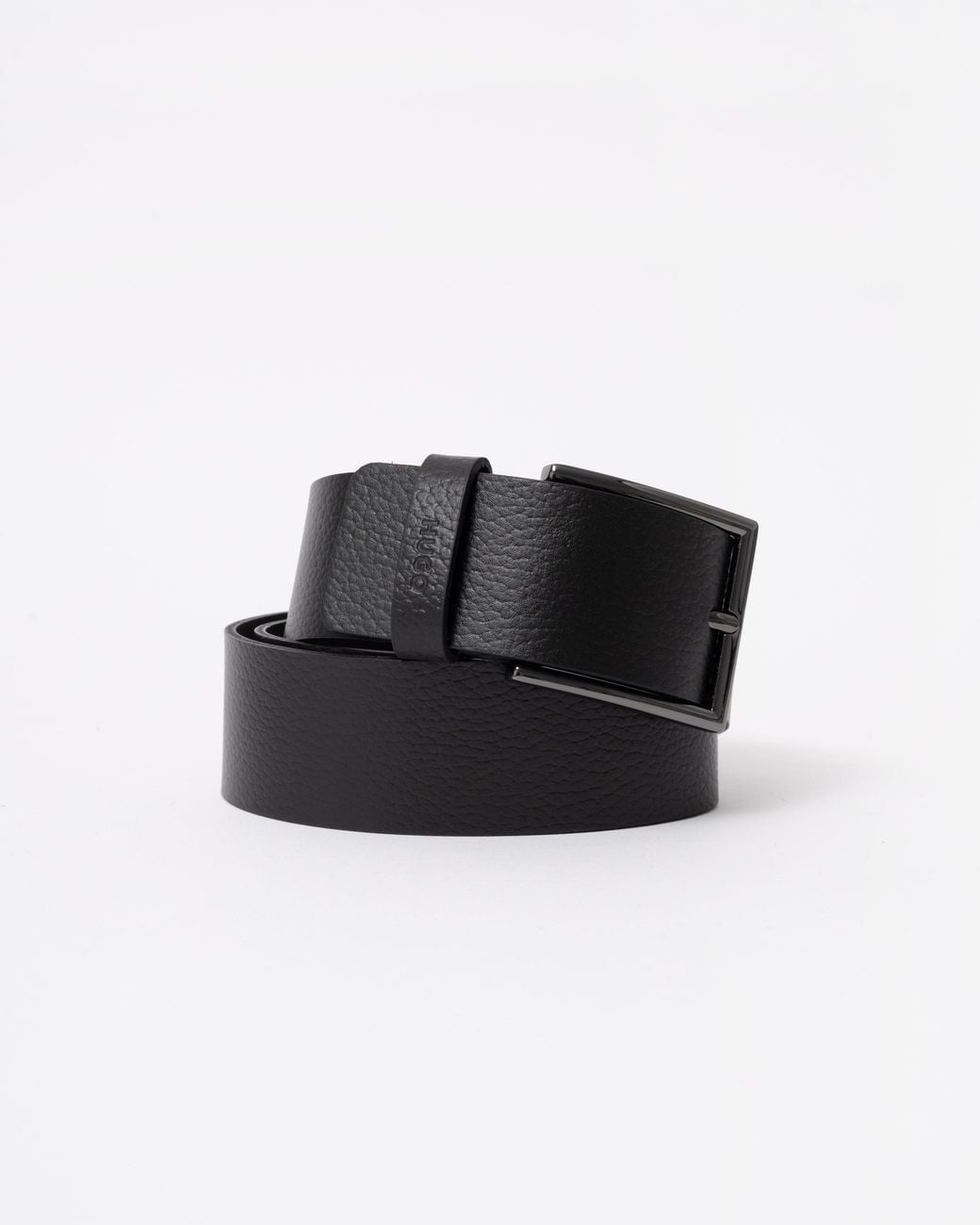 HUGO Black Giaspo-Gr Leather Belt for men