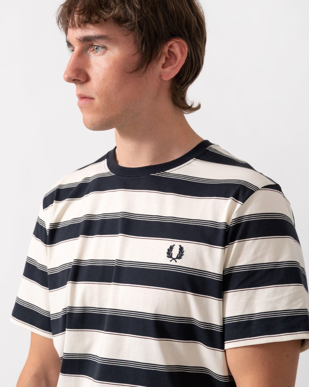 Fred Perry White Fine Stripe T-Shirt for men