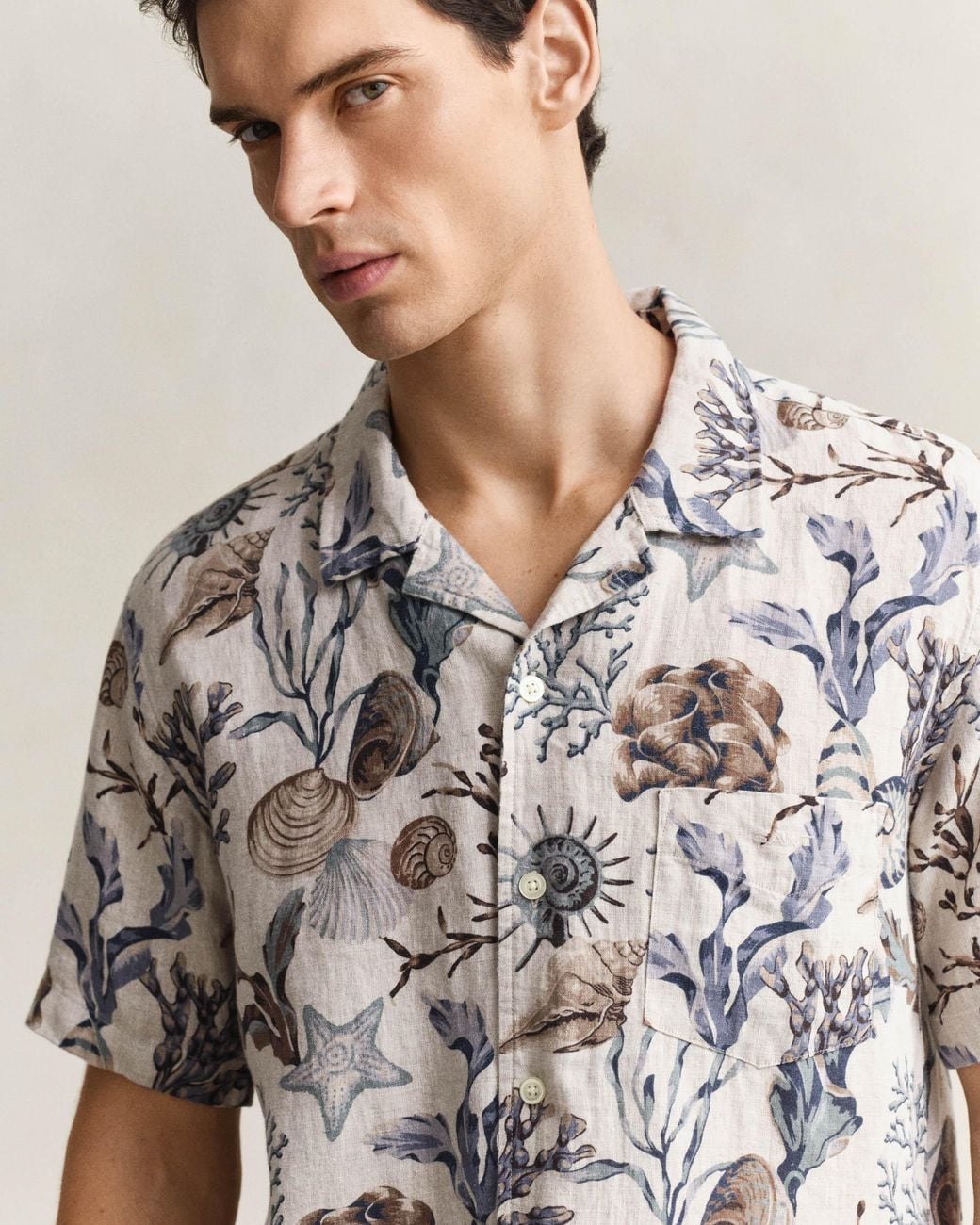 Gant Brown Regular Fit Aop Camp Collar Shirt for men