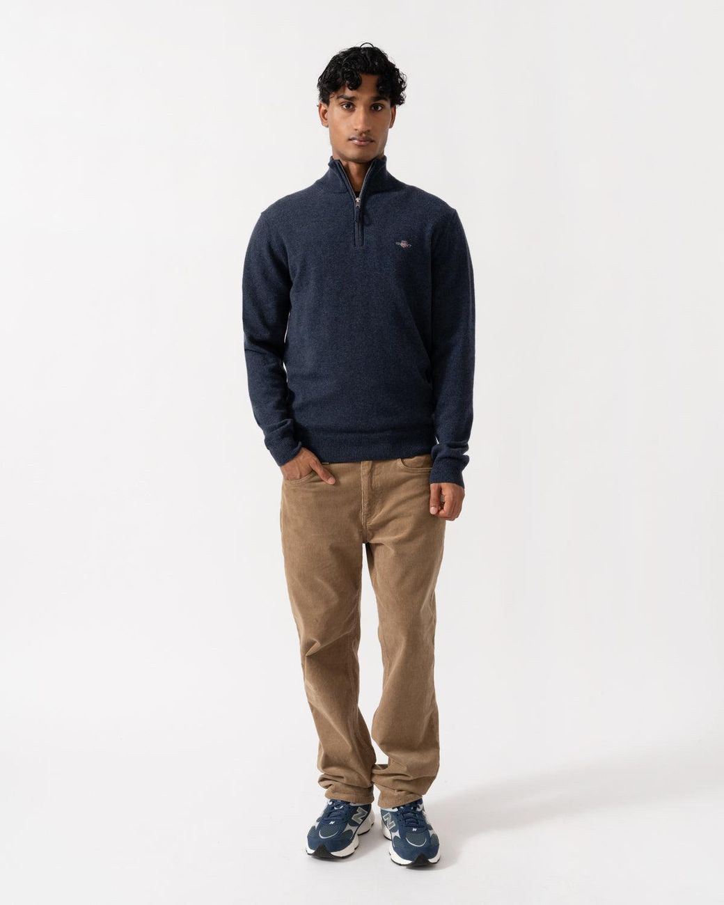 Gant Blue Superfine Lambswool Half Zip Sweater for men