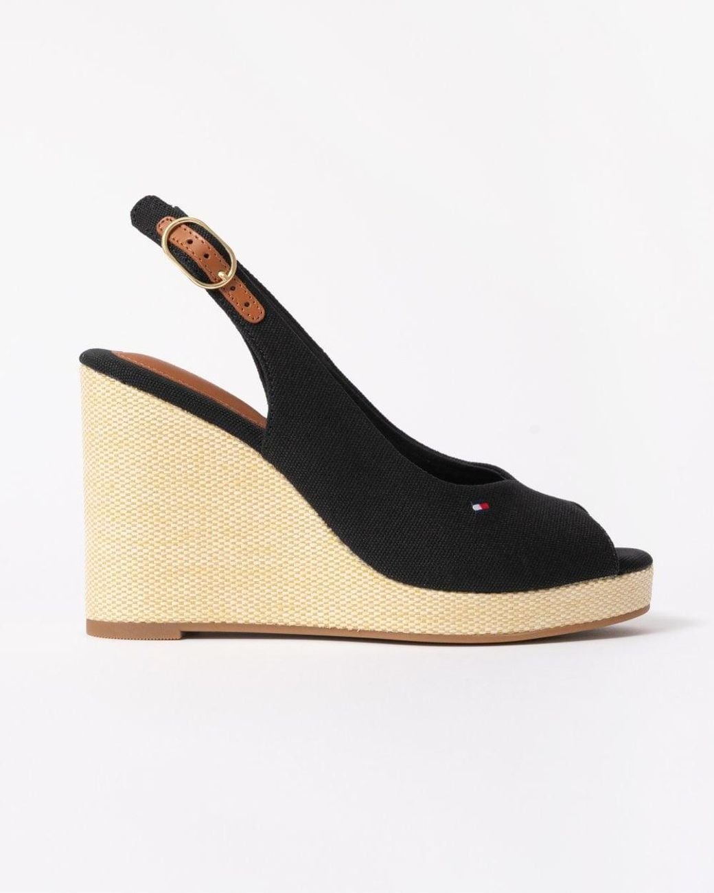 Tommy Hilfiger Black Flag Slingback Wedge Espadrille