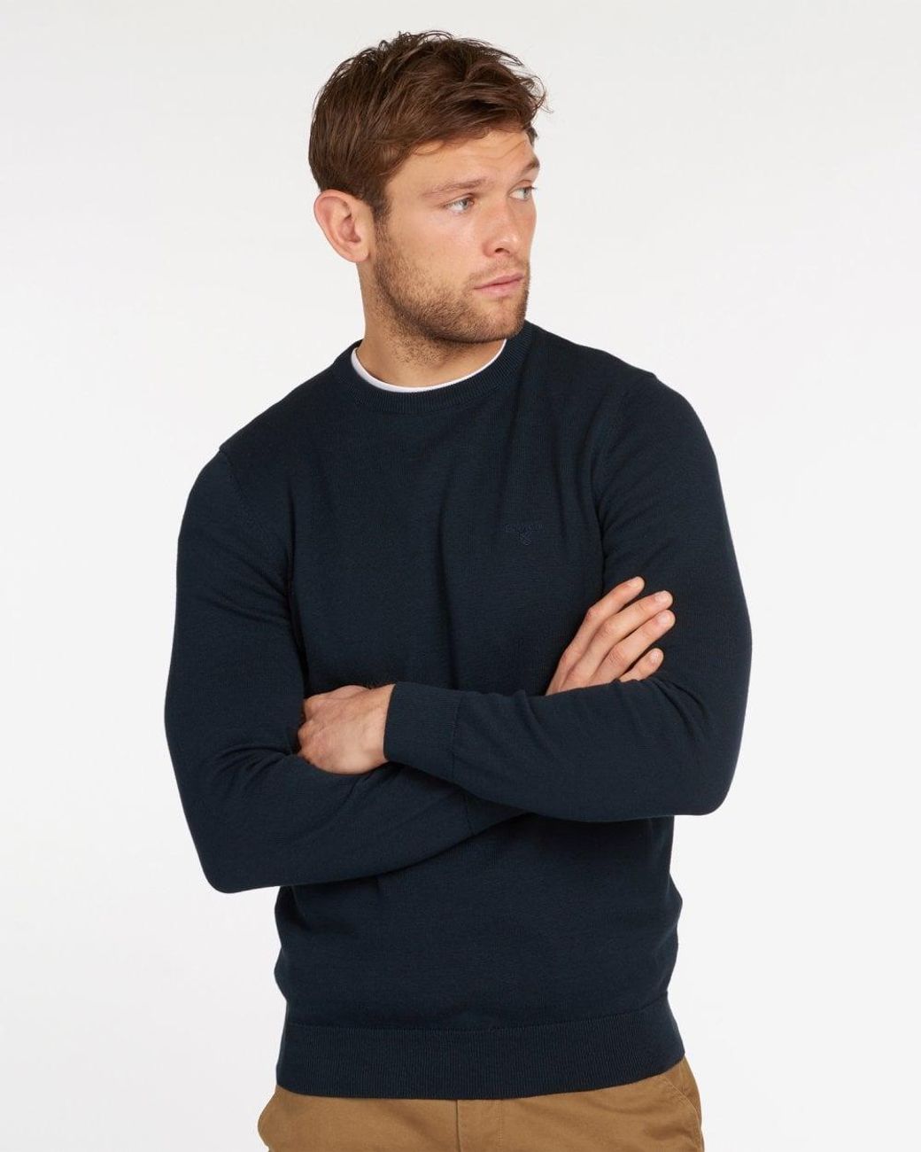 Barbour Blue Pima Cotton Crew Sweatshirt for men