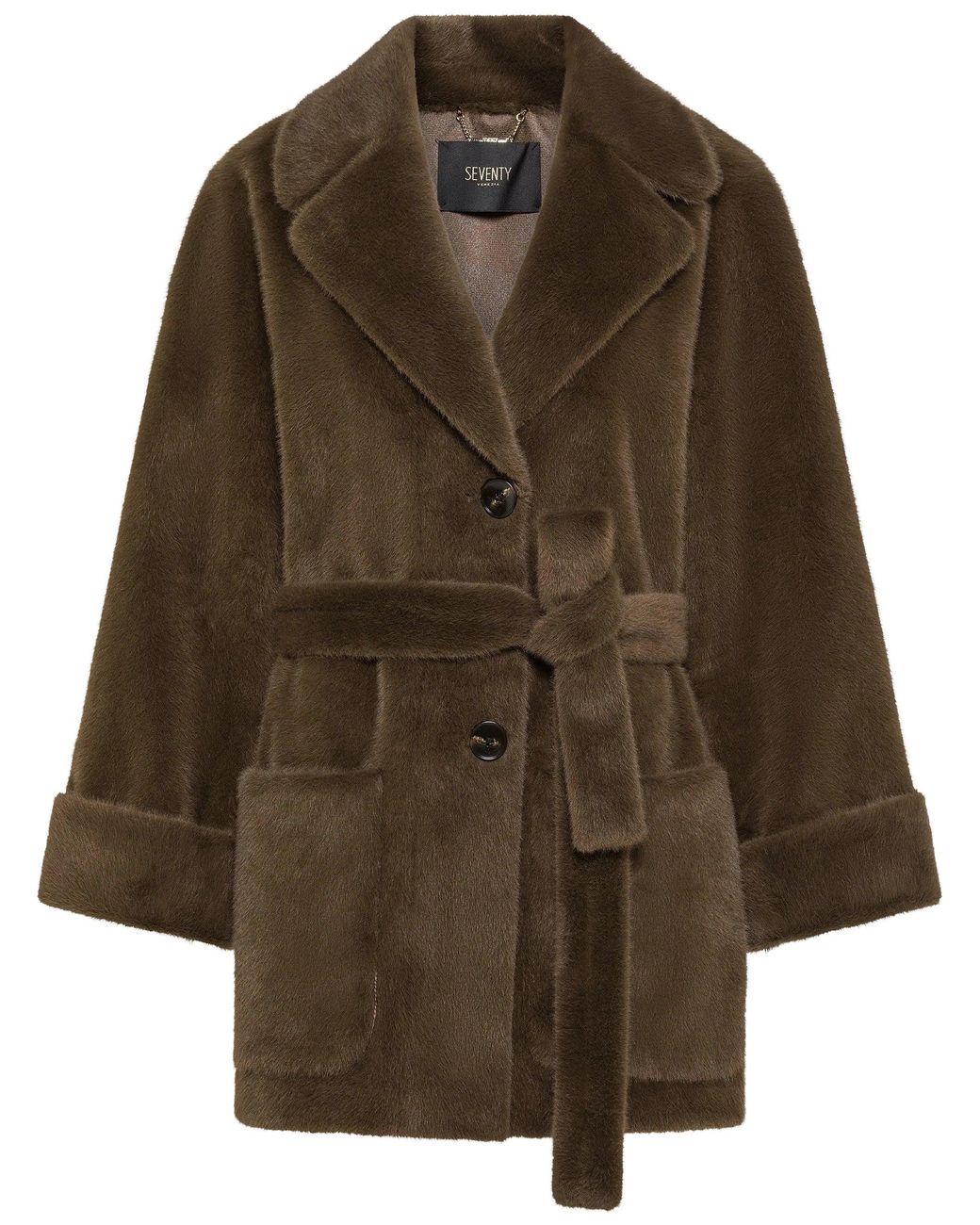Seventy Brown Sleek Polyester Coat